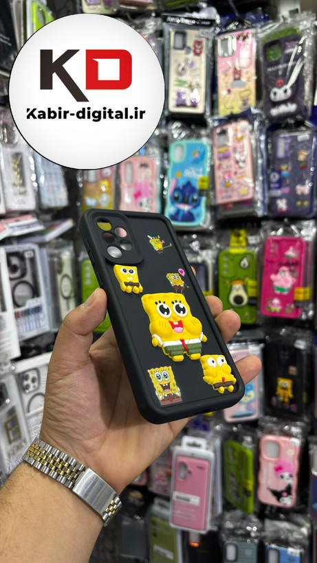قاب گوشی Galaxy A73 سامسونگ طرح سیلیکونی ژله ای سولید SOLID سه بعدی برجسته عروسکی باب اسفنجی محافظ لنزدار