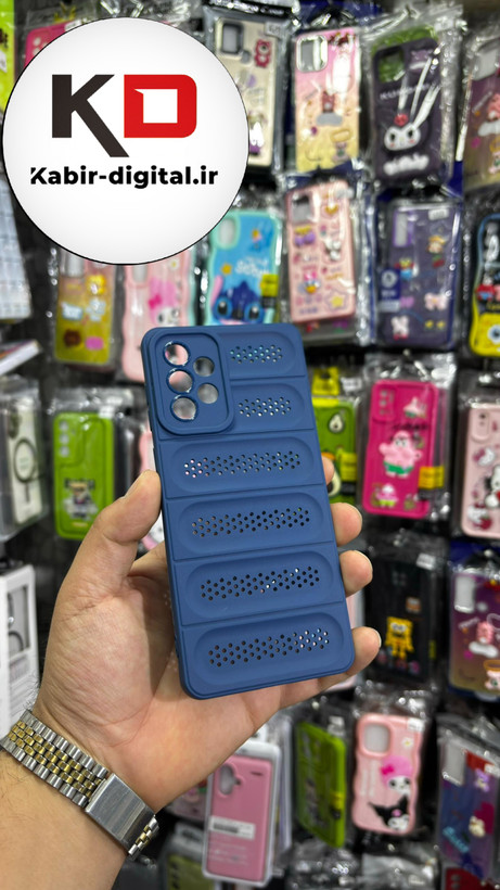 قاب گوشی Galaxy A73 سیلیکونی پافر PC توری زیر بسته محافظ لنز دار آبی کاربنی