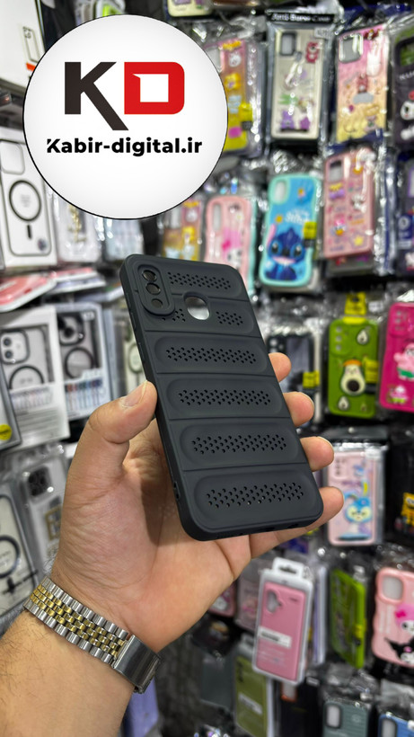 قاب گوشی Galaxy A30/A20 سامسونگ سیلیکونی پافر PC توری زیر بسته محافظ لنز دار مشکی
