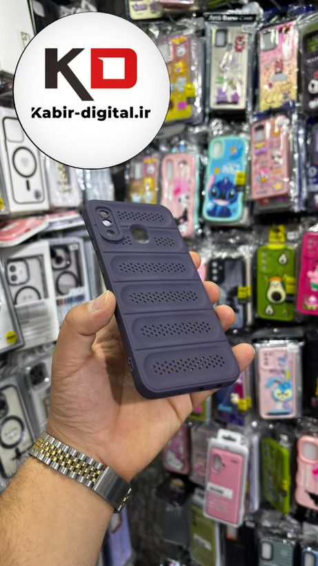 قاب گوشی Galaxy A30/A20 سامسونگ سیلیکونی پافر PC توری زیر بسته محافظ لنز دار بنفش