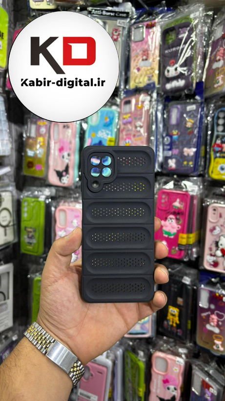 قاب گوشی Galaxy A22 4G/ M32 سیلیکونی پافر PC توری زیر بسته محافظ لنز دار مشکی