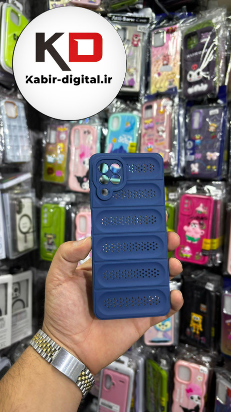 قاب گوشی Galaxy A22 4G/ M32 سیلیکونی پافر PC توری زیر بسته محافظ لنز دار آبی