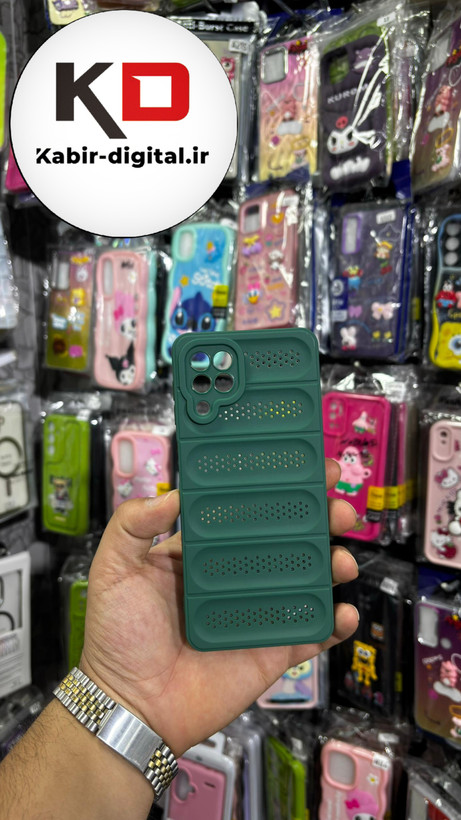 قاب گوشی Galaxy A22 4G/ M32 سیلیکونی پافر PC توری زیر بسته محافظ لنز دار سبز