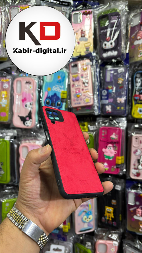 قاب گوشی Galaxy A22 4G - Galaxy M32 4G سامسونگ طرح ژله ای چرمی ساده گوزنی محافظ لنزدار قرمز