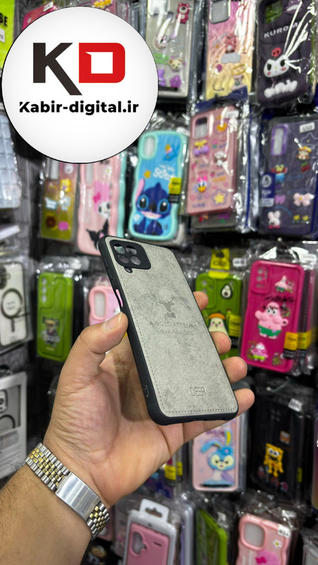 قاب گوشی Galaxy A22 4G - Galaxy M32 4G سامسونگ طرح ژله ای چرمی ساده گوزنی محافظ لنزدار خاکستری