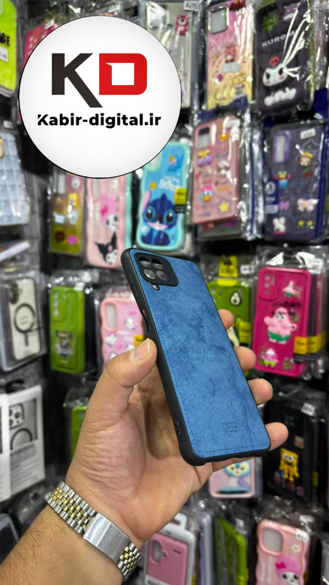 قاب گوشی Galaxy A22 4G - Galaxy M32 4G سامسونگ طرح ژله ای چرمی ساده گوزنی محافظ لنزدار آبی