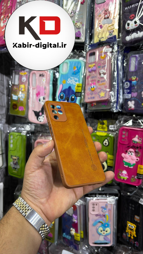 قاب گوشی Galaxy A22 4g/ M32 سامسونگ نیلکین NILLKIN سوزنی چرمی محافظ لنز دار عسلی
