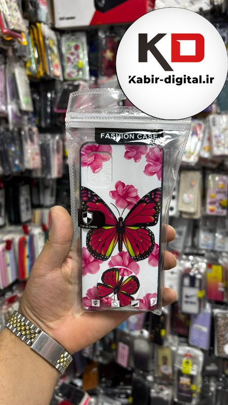 قاب گوشی Galaxy A31/51 سامسونگ فانتزی سوزنی برجسته طرح پروانه صورتی پاپ سوکت دار