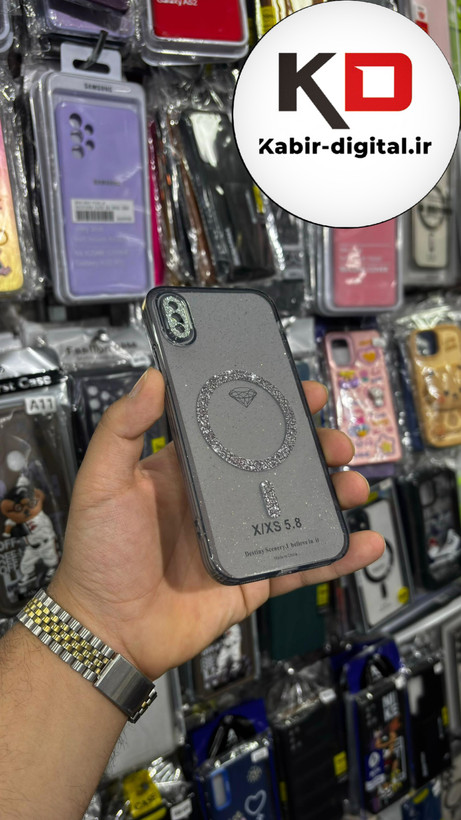 قاب گوشی iPhone X/XSآیفون الکتروپلیتینگ ژله ای شفاف اورجینال طرح مگ سیف شاین دار محافظ لنز دار مشکی
