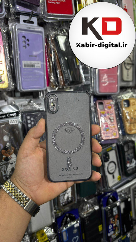 قاب گوشی iPhone X/XSآیفون الکتروپلیتینگ ژله ای شفاف اورجینال طرح مگ سیف شاین دار محافظ لنز دار مشکی