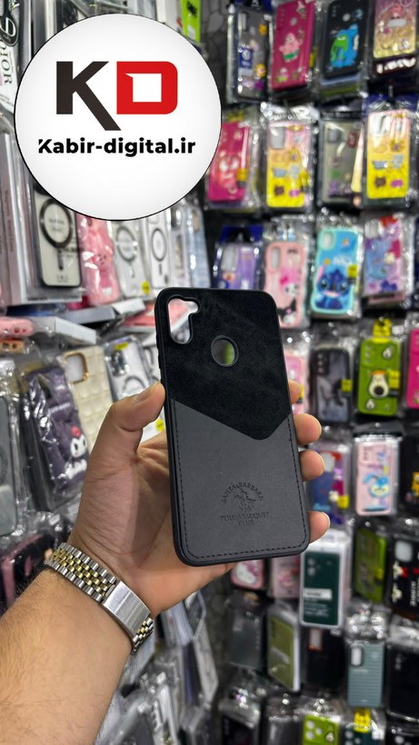 قاب گوشی Galaxy A11 سامسونگ طرح دو تیکه پارچه و چرم کلاسیک HARD چرمی پولو PULO جاکارتی دار چرمی مشکی