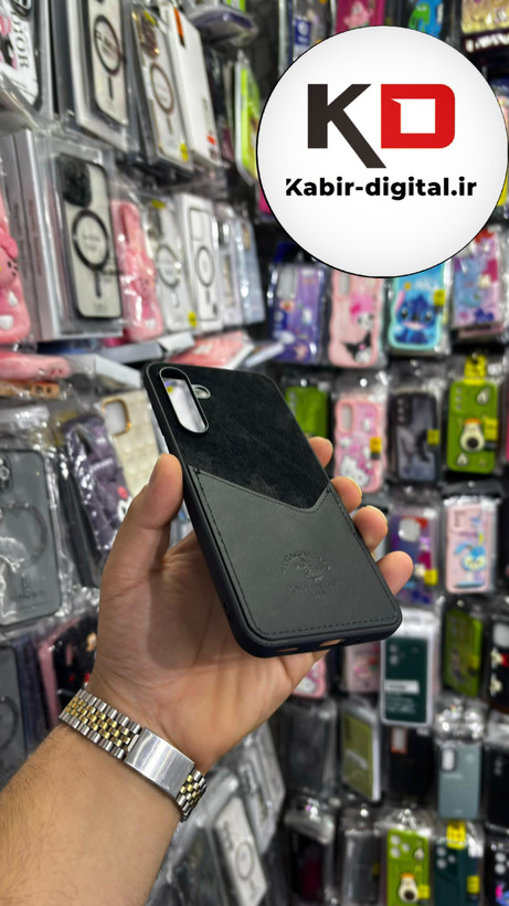 قاب گوشی Galaxy A16 سامسونگ طرح دو تیکه پارچه و چرم کلاسیک HARD چرمی پولو PULO جاکارتی دار چرمی مشکی