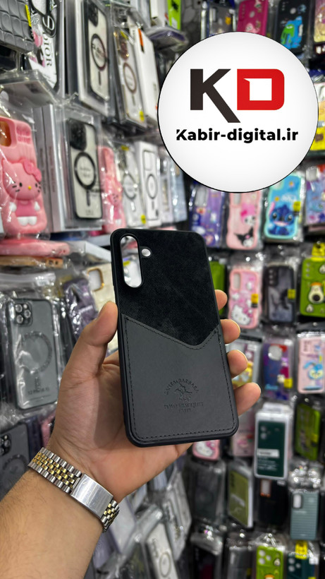 قاب گوشی Galaxy A16 سامسونگ طرح دو تیکه پارچه و چرم کلاسیک HARD چرمی پولو PULO جاکارتی دار چرمی مشکی