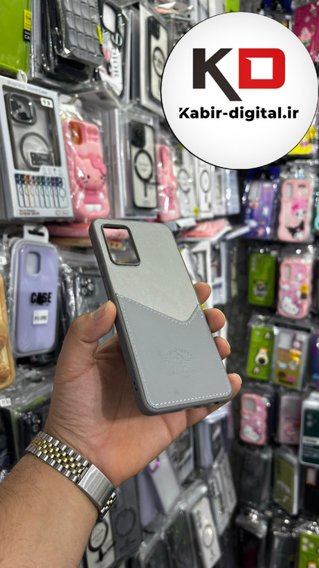 قاب گوشی Galaxy A32 4G سامسونگ طرح دو تیکه پارچه و چرم کلاسیک HARD چرمی پولو PULO جاکارتی دار چرمی خاکستری