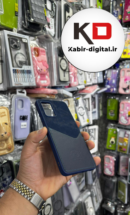 قاب گوشی Galaxy A32 4G سامسونگ طرح دو تیکه پارچه و چرم کلاسیک HARD چرمی پولوPULO جاکارتی دار چرمی سرمه ایی