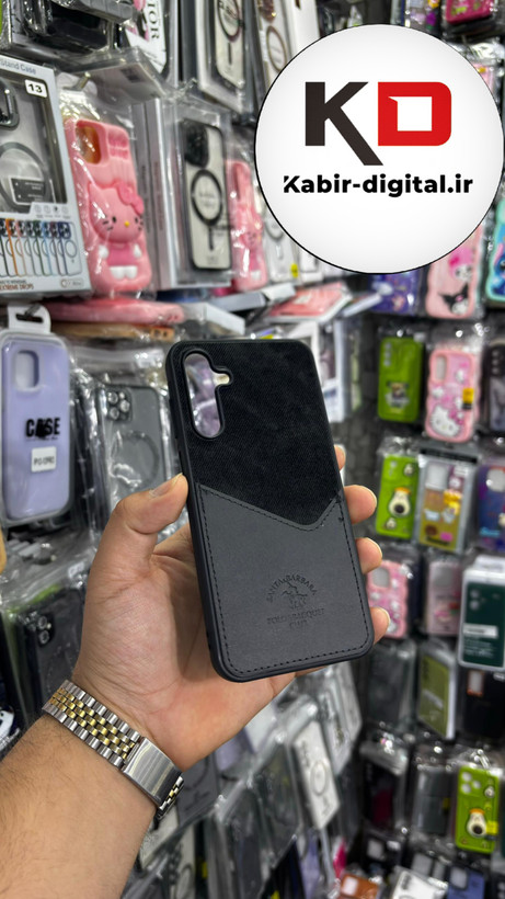قاب گوشی Galaxy A25 سامسونگ طرح دو تیکه پارچه و چرم کلاسیک HARD چرمی پولو PULO جاکارتی دار چرمی مشکی