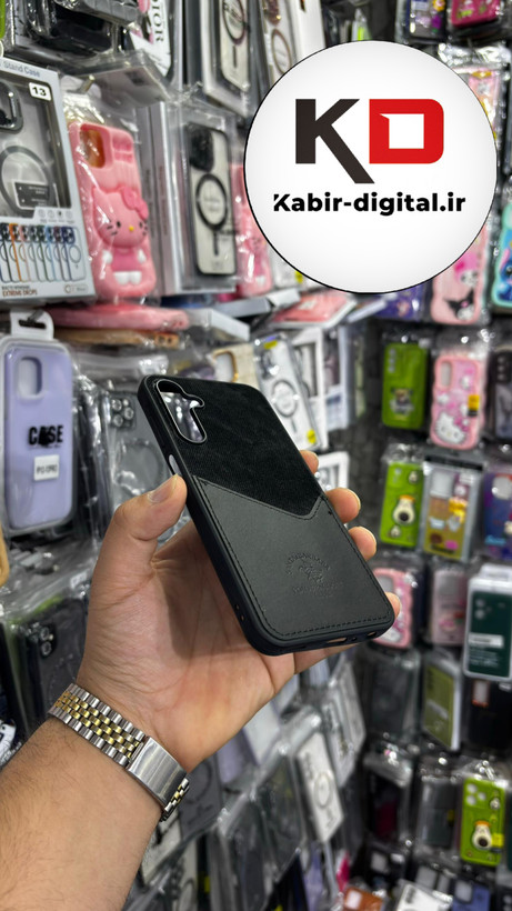 قاب گوشی Galaxy A25 سامسونگ طرح دو تیکه پارچه و چرم کلاسیک HARD چرمی پولو PULO جاکارتی دار چرمی مشکی