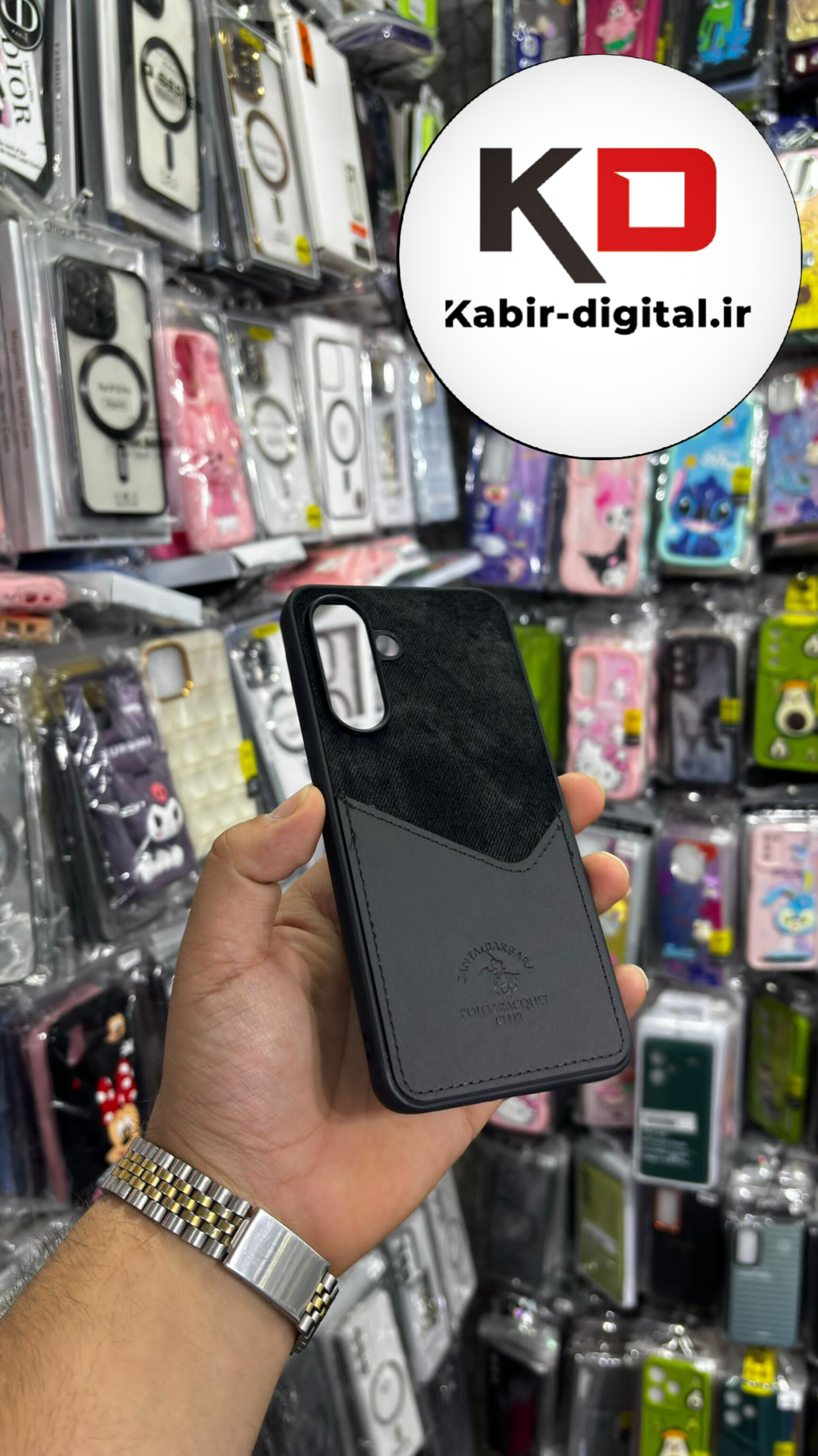 قاب گوشی Galaxy A36/A56 سامسونگ طرح دو تیکه پارچه و چرم کلاسیک HARD چرمی پولوPULO جاکارتی دار چرمی مشکی