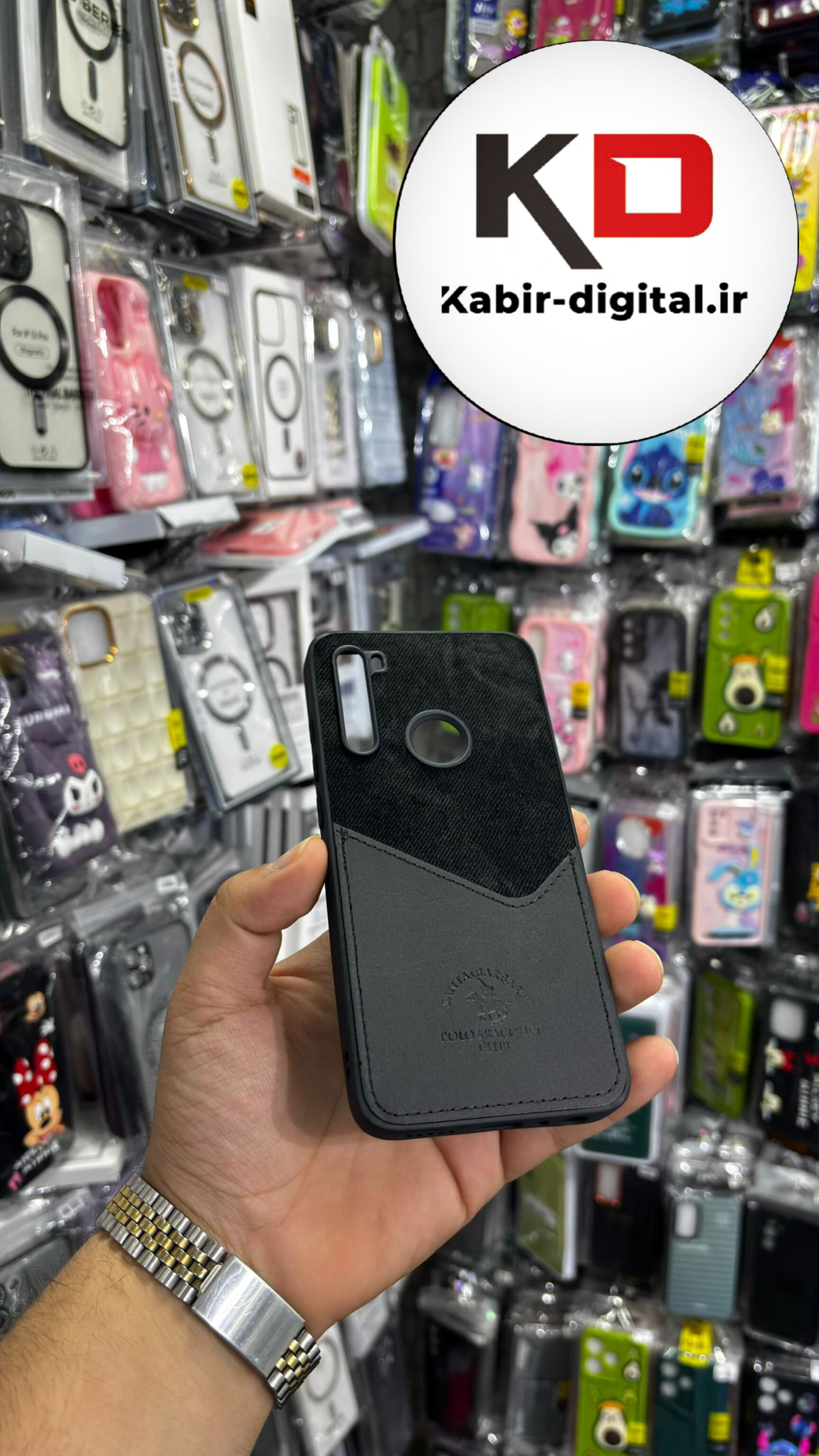 قاب گوشی Redmi Note 8شیائومی طرح دو تیکه پارچه و چرم کلاسیک HARD چرمی پولوPULO جاکارتی دار چرمی مشکی