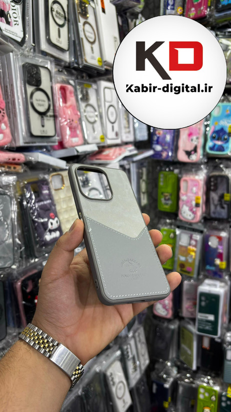 قاب گوشی Redmi Note 13/ POCO M6شیائومی طرح دو تیکه پارچه و چرم کلاسیک HARD چرمی پولوPULO جاکارتی دار چرمی خاکستری