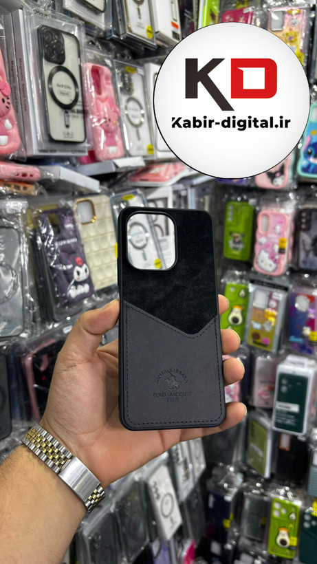 قاب گوشی Redmi Note 13/ POCO M6شیائومی طرح دو تیکه پارچه و چرم کلاسیک HARD چرمی پولوPULO جاکارتی دار چرمی مشکی