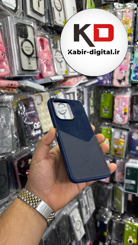 قاب گوشی Redmi Note 13/ POCO M6شیائومی طرح دو تیکه پارچه و چرم کلاسیک HARD چرمی پولوPULO جاکارتی دار چرمی سرمه ایی