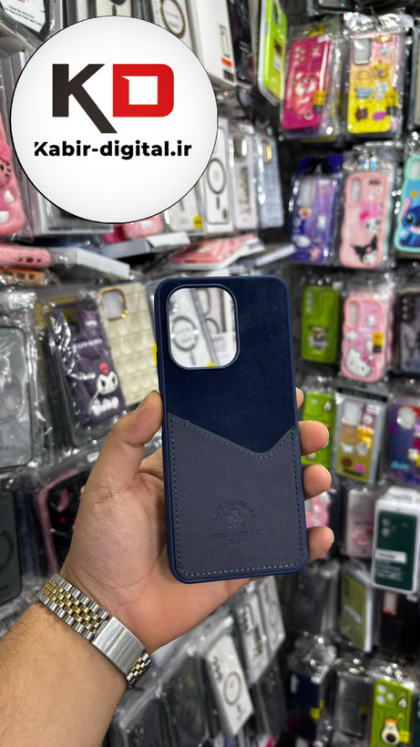 قاب گوشی Redmi Note 13/ POCO M6شیائومی طرح دو تیکه پارچه و چرم کلاسیک HARD چرمی پولوPULO جاکارتی دار چرمی سرمه ایی