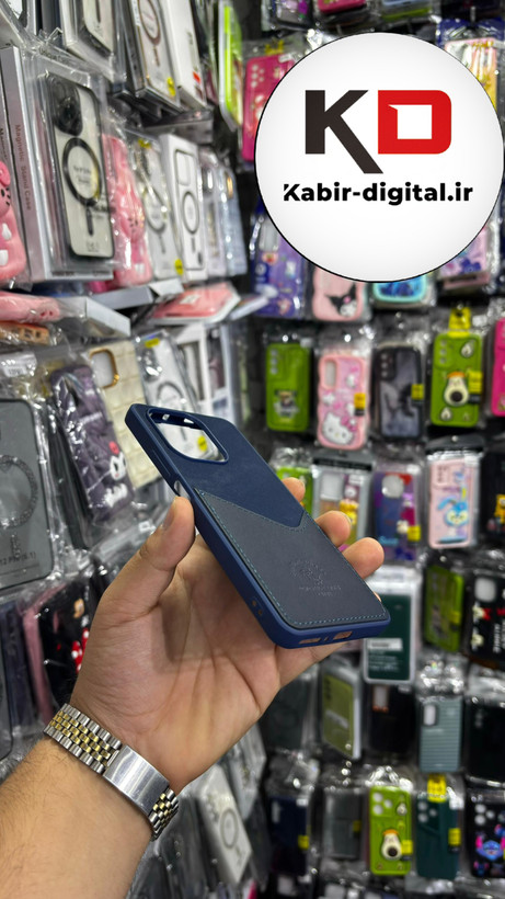 قاب گوشی Redmi Note 13 4Gشیائومی طرح دو تیکه پارچه و چرم کلاسیک HARD چرمی پولوPULO جاکارتی دار چرمی سرمه ایی