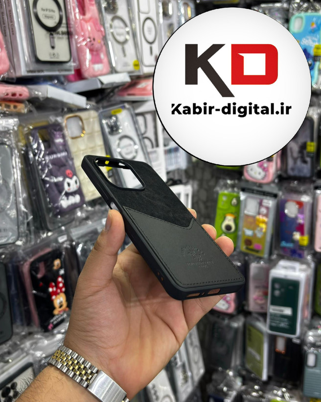 قاب گوشی Redmi Note 13 4Gشیائومی طرح دو تیکه پارچه و چرم کلاسیک HARD چرمی پولوPULO جاکارتی دار چرمی مشکی