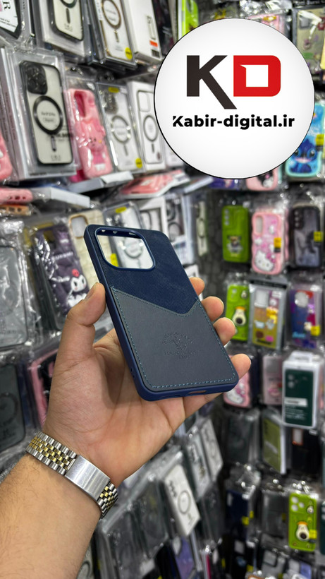 قاب گوشی Redmi Note 14 4Gشیائومی طرح دو تیکه پارچه و چرم کلاسیک HARD چرمی پولوPULO جاکارتی دار چرمی سرمه ایی