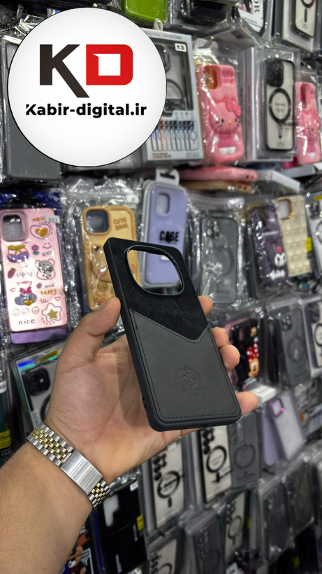 قاب گوشی Redmi Note 14 PRO 4Gشیائومی طرح دو تیکه پارچه و چرم کلاسیک HARD چرمی پولوPULO جاکارتی دار چرمی مشکی