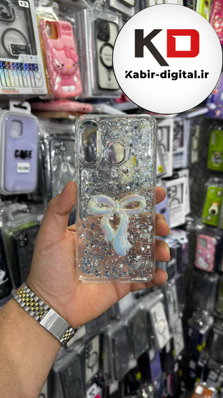 قاب گوشی Galaxy A20 سامسونگ فانتزی برجسته رزینی Luxury Case طرح پاپیون کرومی