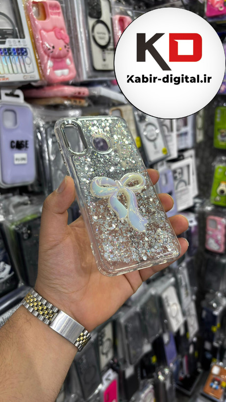قاب گوشی Galaxy A20 سامسونگ فانتزی برجسته رزینی Luxury Case طرح پاپیون کرومی