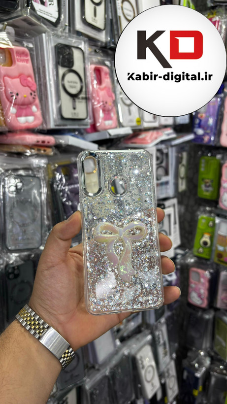 قاب گوشی Galaxy A20s سامسونگ فانتزی برجسته رزینی Luxury Case طرح پاپیون کرومی