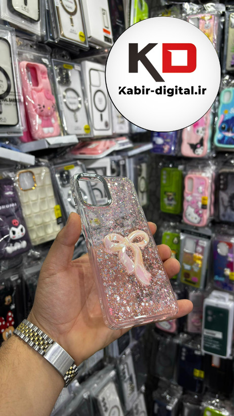 قاب گوشی Galaxy A06 سامسونگ فانتزی برجسته رزینی Luxury Case طرح پاپیون کرومی صورتی