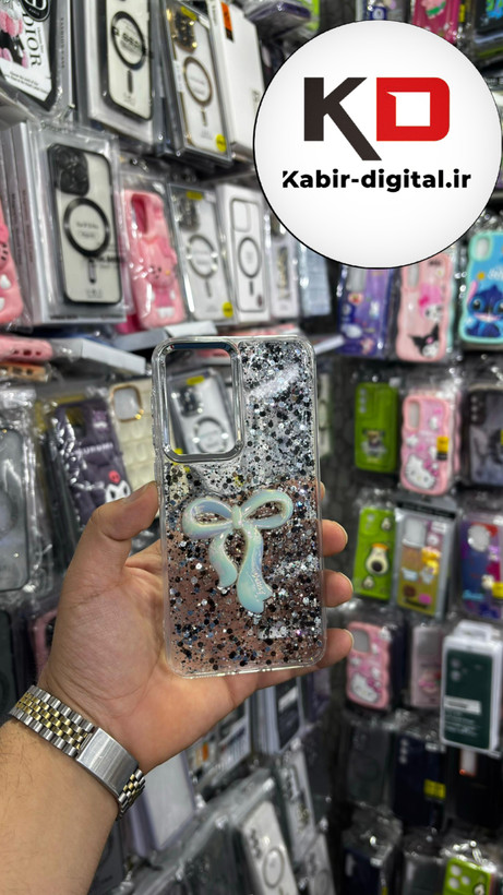 قاب گوشی Galaxy A36/A56 سامسونگ فانتزی برجسته رزینی Luxury Case طرح پاپیون کرومی مشکی