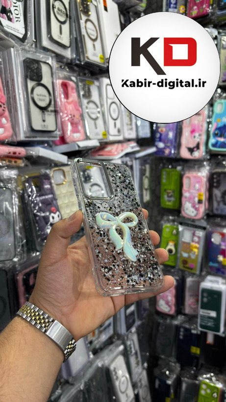 قاب گوشی Galaxy A36/A56 سامسونگ فانتزی برجسته رزینی Luxury Case طرح پاپیون کرومی مشکی