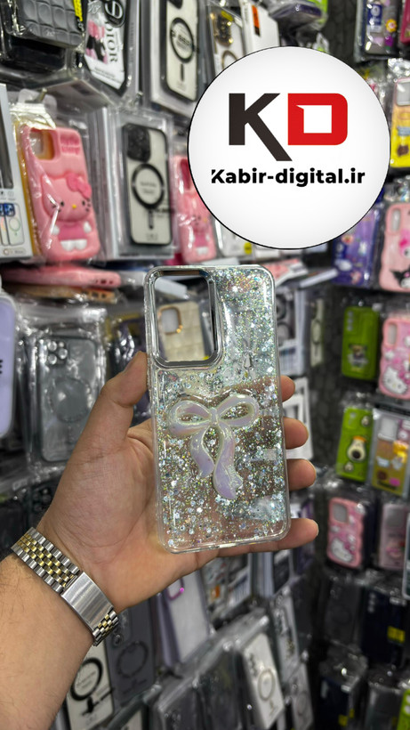 قاب گوشی Galaxy A36/A56 سامسونگ فانتزی برجسته رزینی Luxury Case طرح پاپیون کرومی فیروزه ایی