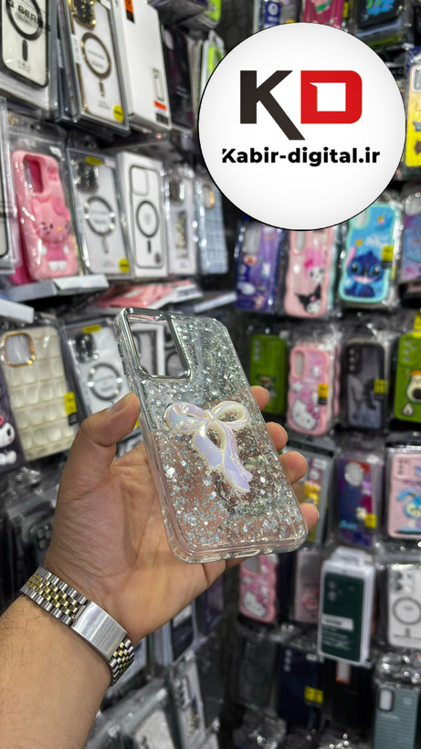 قاب گوشی Galaxy A24سامسونگ فانتزی برجسته رزینی Luxury Case طرح پاپیون کرومی سفید