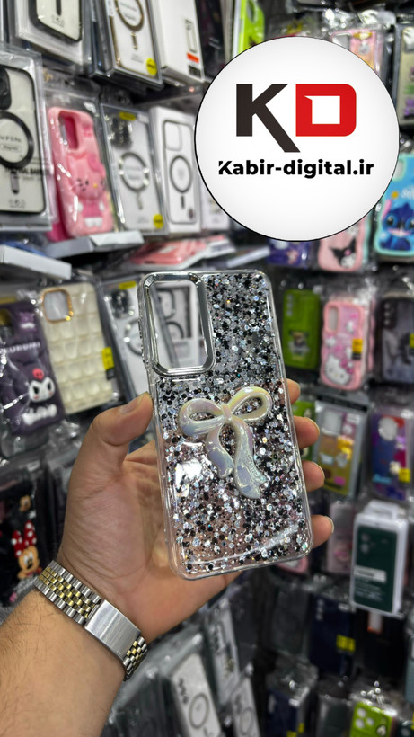 قاب گوشی Galaxy A32 4Gسامسونگ فانتزی برجسته رزینی Luxury Case طرح پاپیون کرومی مشکی
