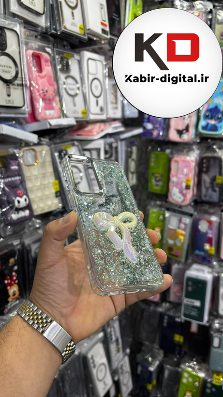 قاب گوشی Galaxy A32 4Gسامسونگ فانتزی برجسته رزینی Luxury Case طرح پاپیون کرومی فیروزه ایی