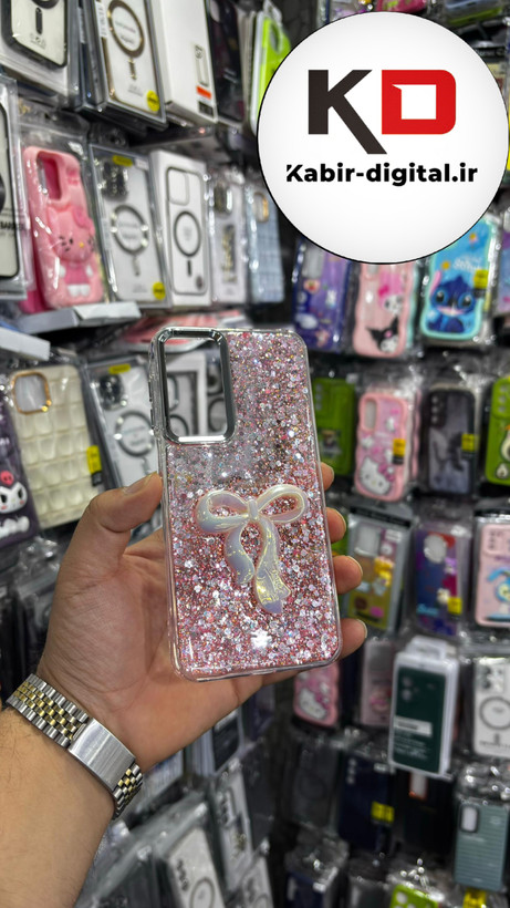 قاب گوشی Galaxy S24FEسامسونگ فانتزی برجسته رزینی Luxury Case طرح پاپیون کرومی صورتی
