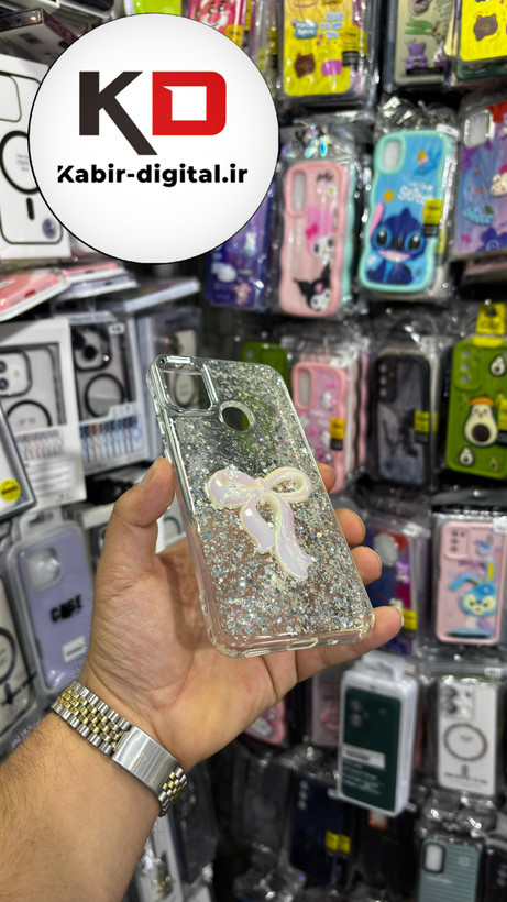 قاب گوشی Galaxy A11/M11سامسونگ فانتزی برجسته رزینی Luxury Case طرح پاپیون کرومی سفید