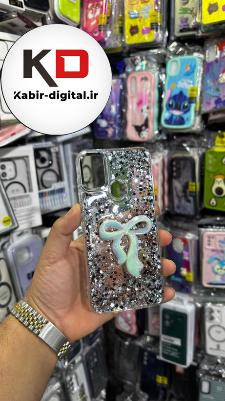 قاب گوشی Galaxy A11/M11سامسونگ فانتزی برجسته رزینی Luxury Case طرح پاپیون کرومی مشکی