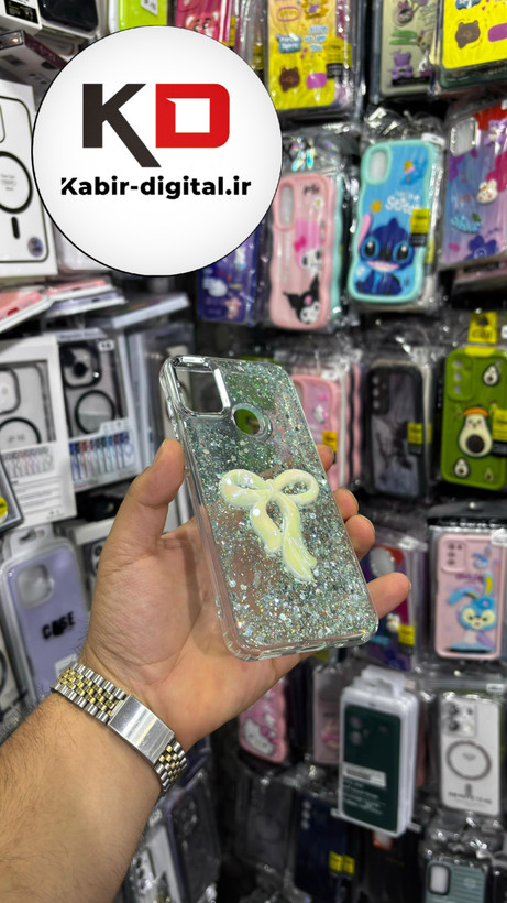 قاب گوشی Galaxy A11/M11سامسونگ فانتزی برجسته رزینی Luxury Case طرح پاپیون کرومی فیروزه ایی