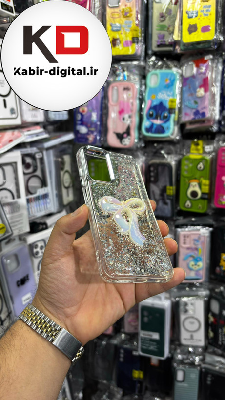 قاب گوشی Redmi Note 11/ Note 11s /Note 12sشیائومی فانتزی برجسته رزینی Luxury Case طرح پاپیون کرومی سفید
