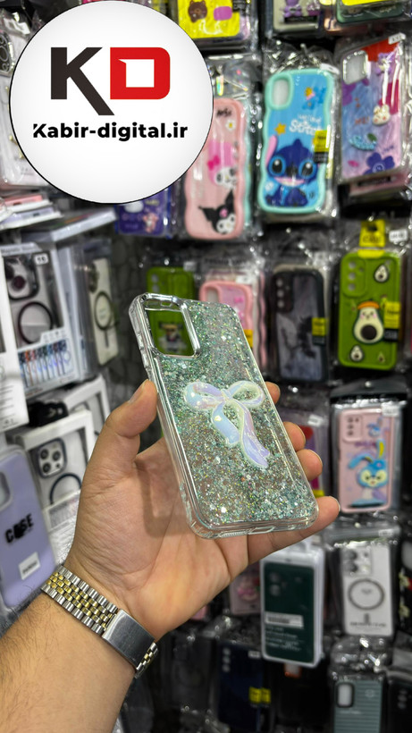 قاب گوشی Redmi Note 11/ Note 11s /Note 12sشیائومی فانتزی برجسته رزینی Luxury Case طرح پاپیون کرومی فیروزه ایی