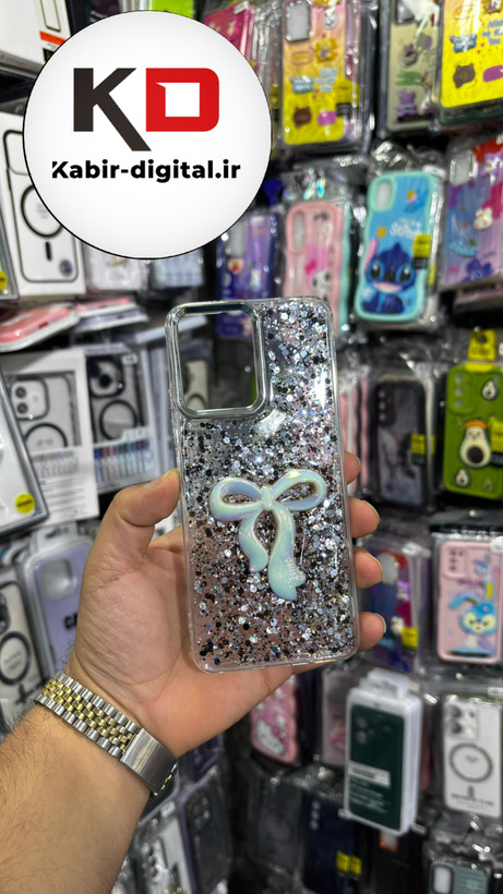 قاب گوشی Redmi 12 4G / POCO X5شیائومی فانتزی برجسته رزینی Luxury Case طرح پاپیون کرومی مشکی