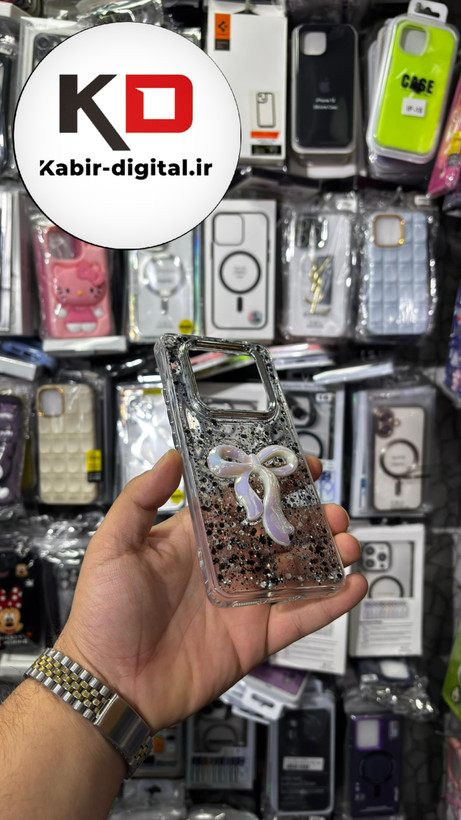 قاب گوشی Redmi Note 14 4G/ Note 14 PRO 5G / Note 14 PRO PLUSشیائومی فانتزی برجسته رزینی Luxury Case طرح پاپیون کرومی مشکی