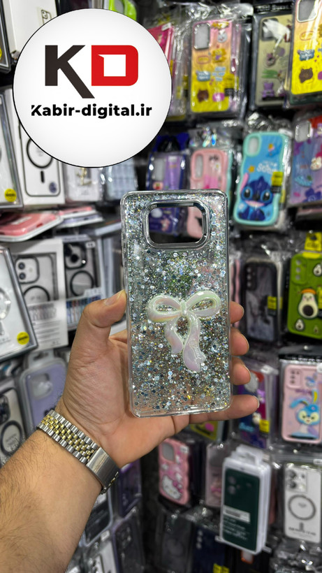 قاب گوشی POCO X3/X3 PROشیائومی فانتزی برجسته رزینی Luxury Case طرح پاپیون کرومی فیروزه ایی
